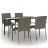 Ensemble à manger de jardin coussins 5 pcs noir et gris 