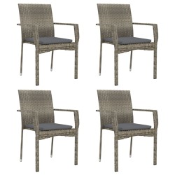 Ensemble à manger de jardin coussins 5 pcs noir et gris 