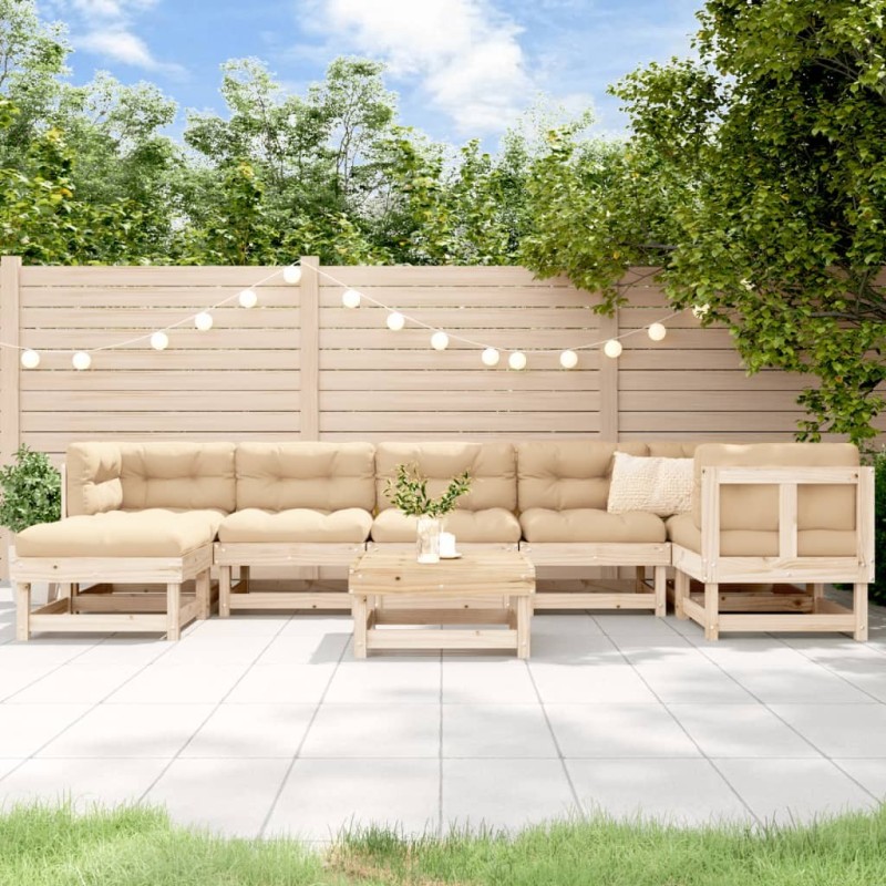 Salon de jardin 8 pcs Bois de pin massif 