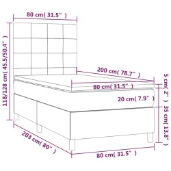Sommier à lattes de lit avec matelas Taupe 80x200 cm Tissu 