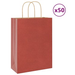 Sacs en papier 50 pcs avec poignées rouge 26x12x35 cm 