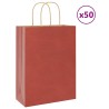 Sacs en papier 50 pcs avec poignées rouge 26x12x35 cm 