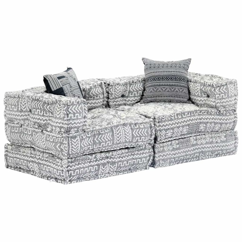 Pouf modulaire à 2 places Gris clair Tissu 