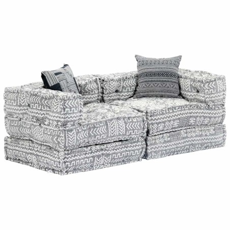 Pouf modulaire à 2 places Gris clair Tissu 