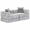 Pouf modulaire à 2 places Gris clair Tissu 