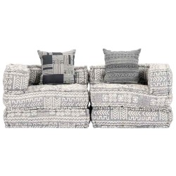 Pouf modulaire à 2 places Gris clair Tissu 
