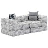 Pouf modulaire à 2 places Gris clair Tissu 