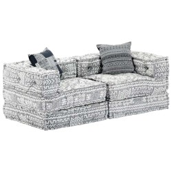 Pouf modulaire à 2 places Gris clair Tissu 