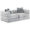Pouf modulaire à 2 places Gris clair Tissu 