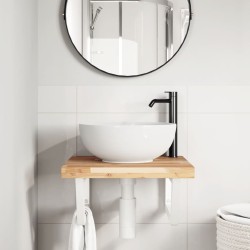 Étagère de vasque murale acier et bois massif d'acacia 