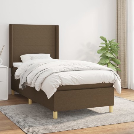 Sommier à lattes de lit avec matelas Marron foncé 100x200 cm 