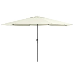 Parasol de jardin avec mât en métal 390 cm blanc sable 