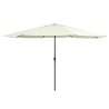 Parasol de jardin avec mât en métal 390 cm blanc sable 