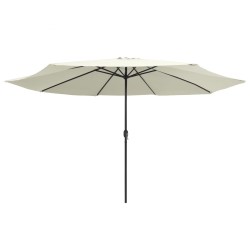Parasol de jardin avec mât en métal 390 cm blanc sable 