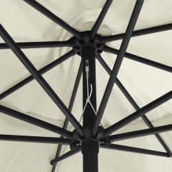 Parasol de jardin avec mât en métal 390 cm blanc sable 