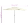 Parasol de jardin avec mât en métal 390 cm blanc sable 
