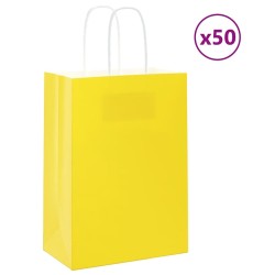 Sacs en papier 50 pcs avec poignées jaune 15x8x21 cm 
