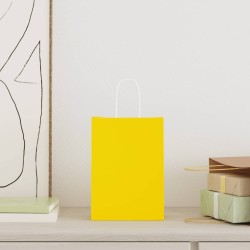 Sacs en papier 50 pcs avec poignées jaune 15x8x21 cm 