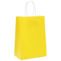 Sacs en papier 50 pcs avec poignées jaune 15x8x21 cm 