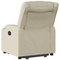 Fauteuil inclinable électrique crème similicuir 
