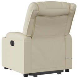 Fauteuil inclinable de massage électrique crème similicuir 