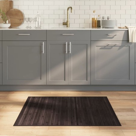 Tapis rectangulaire marron foncé 80x100 cm bambou 