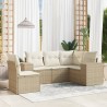 Salon de jardin avec coussins 5 pcs beige résine tressée 
