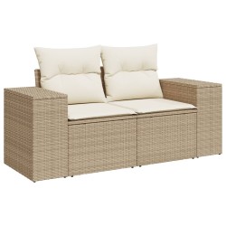 Salon de jardin avec coussins 5 pcs beige résine tressée 
