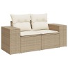 Salon de jardin avec coussins 5 pcs beige résine tressée 