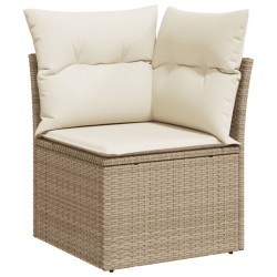 Salon de jardin avec coussins 5 pcs beige résine tressée 