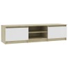 Meuble TV Blanc et chêne sonoma 140x40x35,5cm Bois d'ingénierie 