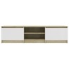 Meuble TV Blanc et chêne sonoma 140x40x35,5cm Bois d'ingénierie 