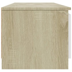 Meuble TV Blanc et chêne sonoma 140x40x35,5cm Bois d'ingénierie 