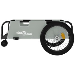 Remorque de vélo gris et noir tissu oxford et fer 