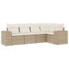 Salon de jardin avec coussins 5 pcs beige résine tressée 