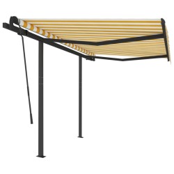 Auvent manuel rétractable avec poteaux 3x2,5 m Jaune et blanc 