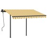 Auvent manuel rétractable avec poteaux 3x2,5 m Jaune et blanc 