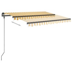 Auvent manuel rétractable avec poteaux 3x2,5 m Jaune et blanc 