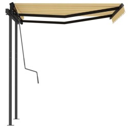 Auvent manuel rétractable avec poteaux 3x2,5 m Jaune et blanc 