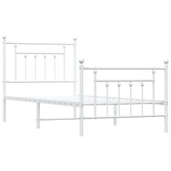 Cadre de lit métal sans matelas avec pied de lit blanc 80x200cm 