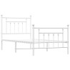 Cadre de lit métal sans matelas avec pied de lit blanc 80x200cm 