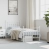 Cadre de lit métal sans matelas avec pied de lit blanc 80x200cm 