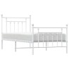 Cadre de lit métal sans matelas avec pied de lit blanc 80x200cm 