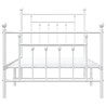 Cadre de lit métal sans matelas avec pied de lit blanc 80x200cm 