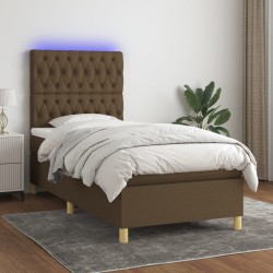 Sommier à lattes de lit et matelas et LED Marron foncé 80x200cm 
