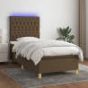 Sommier à lattes de lit et matelas et LED Marron foncé 80x200cm 