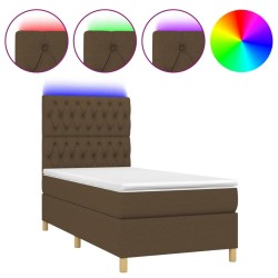 Sommier à lattes de lit et matelas et LED Marron foncé 80x200cm 