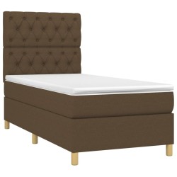 Sommier à lattes de lit et matelas et LED Marron foncé 80x200cm 