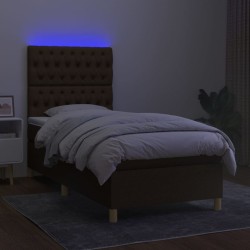 Sommier à lattes de lit et matelas et LED Marron foncé 80x200cm 