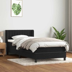 Sommier à lattes de lit avec matelas noir 100x210 cm velours 